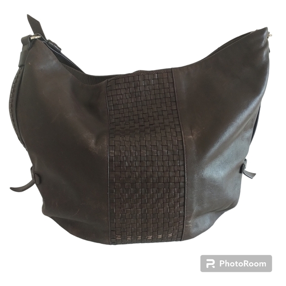 Cole Haan Bethany Weave Single Strap Leather Hobo Bag Chestnut Brown - Picture 1 of 12